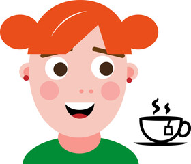 People drink coffee, icon, vector on white background.