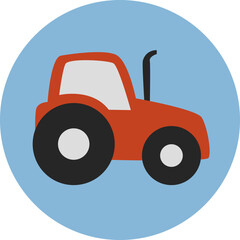 Rural life tractor, icon, vector on white background.