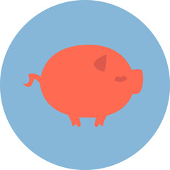 Rural life piggy, icon, vector on white background.