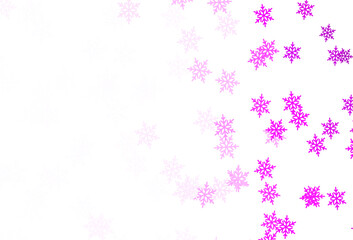 Obraz na płótnie Canvas Light Purple vector background with beautiful snowflakes, stars.