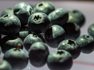 Plate of delicious and healthy blueberries