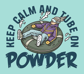 Obraz premium Tubing in the snow. Winter sports. Snowboarding, tubing and alpine skiing print