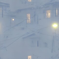 I am walking in the cold winter night, my breath visible in the air. I pass by colorful apartment...
