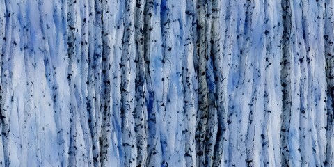 Obraz premium In the watercolor winter forest, cool blue hues cover the evergreen trees and brush in a light layer of snow. A few brave birds rest atop the branches, their bright red feathers a stark contrast to t