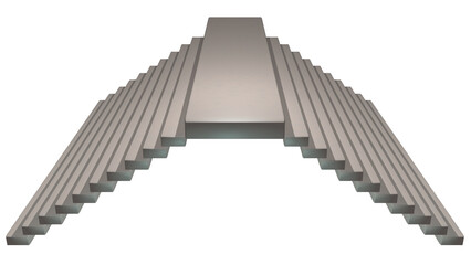 Fototapeta premium Stairs with box platform at top. Smooth surface. Front top view. 3d render illustration