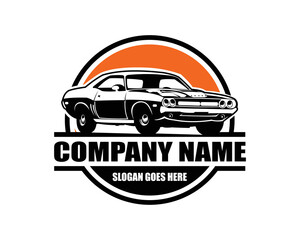 Fototapeta premium Best 1969 dodge super bee car logo for badge, emblem. white background view from side