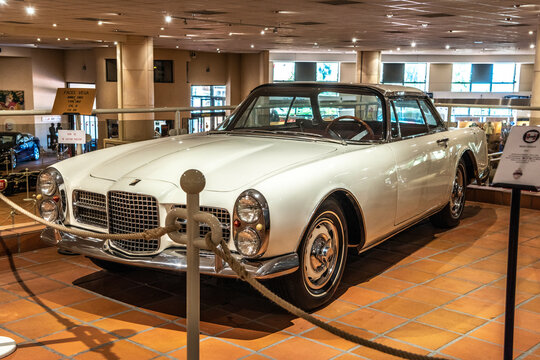 FONTVIEILLE, MONACO - JUN 2017: white FACEL VEGA HK2 1963 in Monaco Top Cars Collection Museum