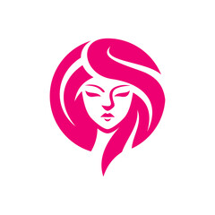 Beauty woman head silhouette logo. Woman face, hair vector icon