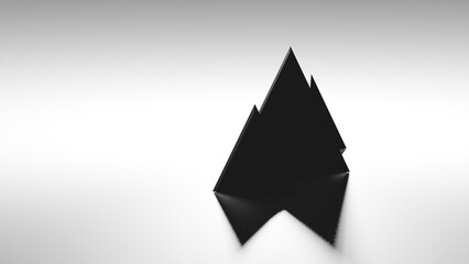 3D illustration. Image of abstract work of three triangles with bright lights and shadows