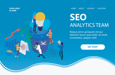 Illustration of search seo analysis Suitable for landing page, flyers, Infographics, And Other Graphic Related Assets-vector