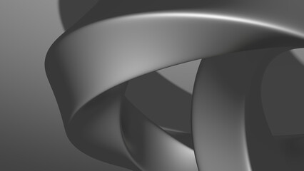 3D illustration. Image of abstract work. of the gray metallic ring on a gray background