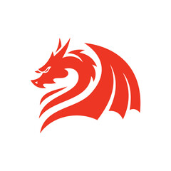 Winged dragon silhouette logo design. Dragon wing mascot vector icon