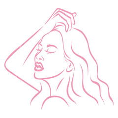 Beautiful Girl Sexy Woman Logo Design Simple Line Art Icon