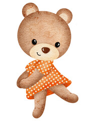 Watercolor cute bear cartoon design character 