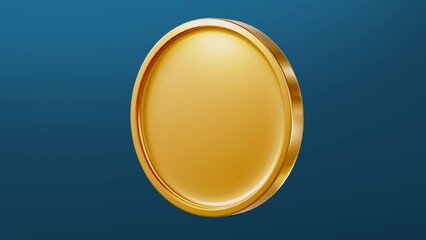 spinning gold coin moving on blue screen loop with alpha channel black white, chroma key