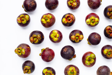 Mangosteen on white background.