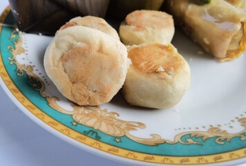 Indonesian traditional food originating from Jogja Bakpia. flat round cake, made from a mixture of green beans and sugar, 