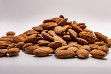 Closeup shot of almonds in a bunch