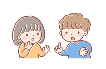 話し合う子どのものイラスト