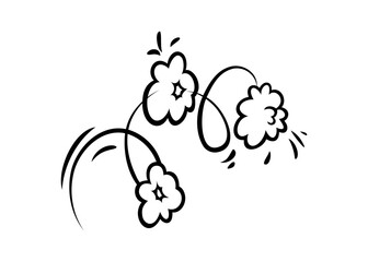 Comic boom effect clouds. Set of explosion bubbles and smoke. Vector illustration isolated on white background