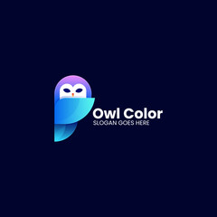 Obraz premium Vector Logo Illustration Owl Gradient Colorful Style.