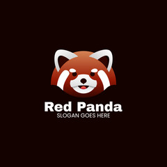 Vector Logo Illustration Red Panda Gradient Colorful Style.