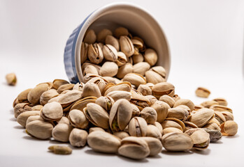 Closeup shot of pistacias in a bowl 