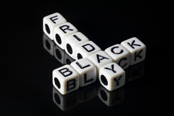 Black Friday Dice Letter Sign Background Macro