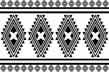 Black and white floral geometric pattern abstract background. Illustration. Seamless