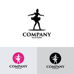 Silhouette of kid ballet logo design