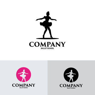 Silhouette of kid ballet logo design