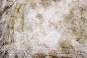 Dirty greasy fabric, matter. Fabric stained texture. Contaminated textile or canvas