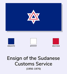 Vector Illustration of Ensign of the Sudanese Customs Service (1956-1970) flag isolated on light blue background. As close as possible to the original. ready to use, easy to edit.