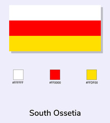 Vector Illustration of South Ossetia flag isolated on light blue background. Illustration South Ossetia flag with Color Codes. As close as possible to the original. ready to use, easy to edit.