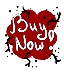 "Buy now ", lettering, color illustration