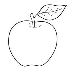 Apple fruit sketch. This image is for drawing practice for children.