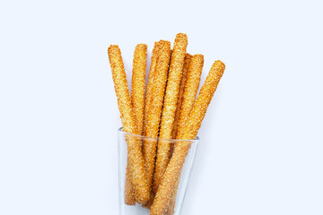 Bread sticks on white background