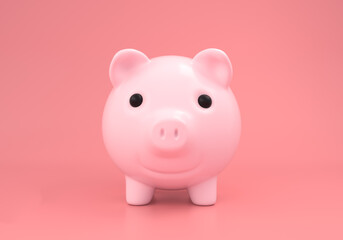 Pig bank on pink background. money savings concept.