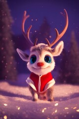 Fototapeta premium A cute reindeer dressed for christmas