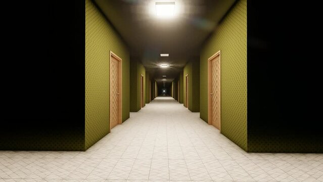 trapped alone in infinite loop backrooms 3d render 