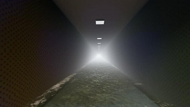 trapped alone in infinite loop backrooms 3d render 