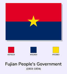 Vector Illustration of Fujian People's Government (1933-1934) flag isolated on light blue background. Illustration Fujian People's Government flag with Color Codes. vector eps 10.