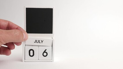Calendar with the date July 6 and a place for designers. Illustration for an event of a certain date.