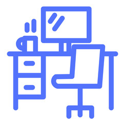 Office Desk Computer Coffee Business Icon