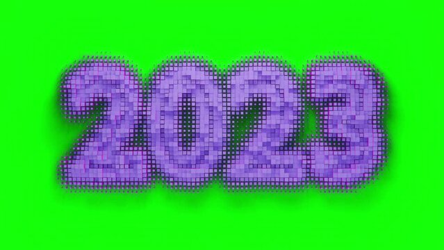 Loopable purple numbers 2023 Cubes Animation UHD Loopable