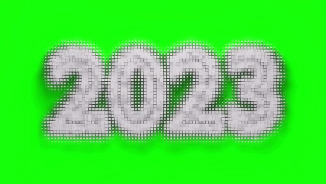 Loopable white numbers 2023 Cubes Animation UHD Loopable