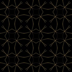 Modern simple geometric vector seamless pattern with white line texture on black background. Light abstract wallpaper