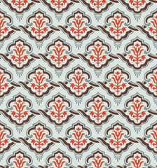 Retro vintage Chinese traditional pattern seamless background curve cross ribbon frame and plant flower