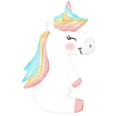 Colorful unicorn watercolor illustration