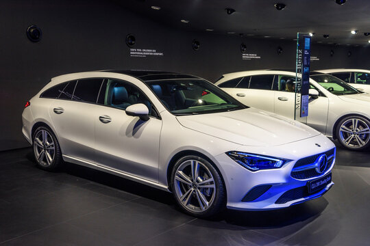 FRANKFURT, GERMANY - SEPT 2019: white MERCEDES-BENZ CLA 200 SHOO